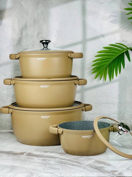 طنجرة ثقيلة جرانيت سكب maestro chef يد سكب مع يد سيليكون حراري