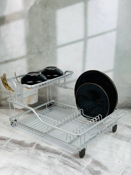 رف جلي المنيوم طبقة و نصف ستاند جلي ( مشك صحون )