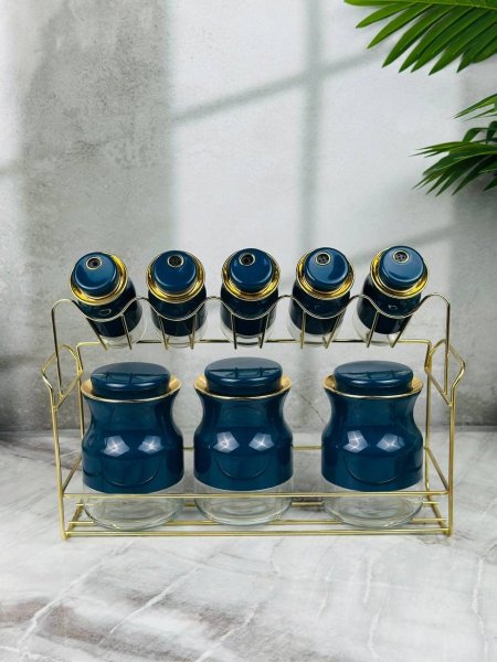 طقم سكريات 8 قطع مع ستاند ذهبي