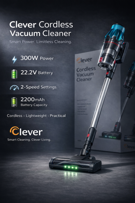 Clever Cordless Stick Vacuum Cleaner 300W – مكنسة شحن كليفر 300 واط