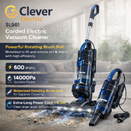 مكنسة كليفر كهربائية سلك – 600 واط (SL561)   Clever SL561 Corded Electric Vacuum Cleaner – 600W