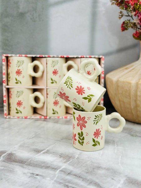 طقم مجات سيراميك مورد 6 قطعة