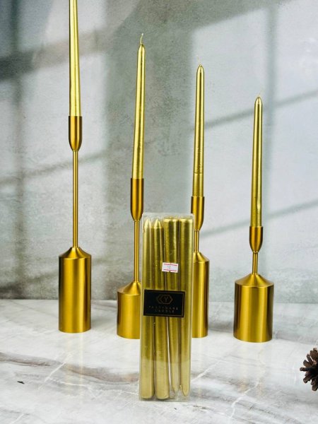 شمع 4 قطع لون ذهبي