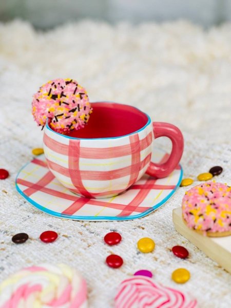 مج بورسلان مخطط مع صحن