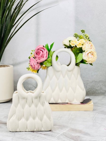 فازا بورسلان كلاسيكي شكل شنطة مجدول مع يد قطعتين