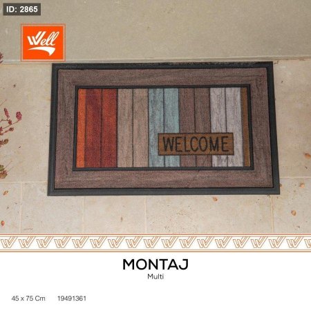 دعاسة مدخل الباب جلد ملون Well Door Mat Montaj Multi 75x45cm